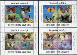 Libya 966 Ap Four Blocks/4, MNH. Michel Bl.52-55. Butterflies 1981. - Libië