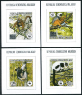 Malagasy 836-839 Imperf Deluxe Sheets, MNH. Michel 1110-1113. WWF 1992. Lemurs. - Madagaskar (1960-...)