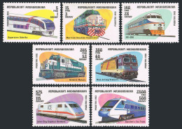 Malagasy 1200-1206,1207,MNH.Mi 1562-1568, Bl.238. Locomotives 1993. TGV Alsthom. - Madagaskar (1960-...)