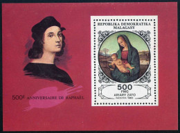 Malagasy 665,MNH.Mi Bl.21. Raphael,500th Birth Ann.1983.The Madonna Connestable. - Madagaskar (1960-...)
