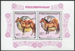 Malagasy 1026-1027a Deluxe Sheet,MNH.Michel Bl.171. Horses 1991. - Madagascar (1960-...)