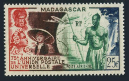 Malagasy C55,MNH.Michel 418. UPU-75,1949.French Colonials,Globe,Plane. - Madagaskar (1960-...)