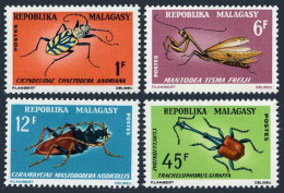 Malagasy 381-384, MNH. Michel 546-549. 1966: Tiger Beetle, Mantis, Weevil. - Madagaskar (1960-...)