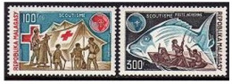 Malagasy C122-C123, MNH. Michel 706-708. Scouts 1974. Red Cross, Fish. - Madagascar (1960-...)
