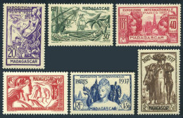 Malagasy 191-196, 197, MNH. Mi 240-245, 246 Bl.1. Colonial Art Exhibition 1937. - Madagascar (1960-...)