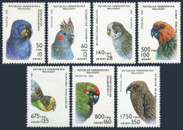 Malagasy 1114-1120,1121,MNH. Michel 1423-1429, Bl.209. Birds 1993. Parrots. - Madagascar (1960-...)