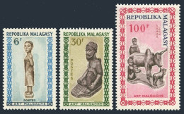 Malagasy 358-359, C79, MNH. Michel 523-525. Carved Statues, Zebu Sculpture, 1964 - Madagascar (1960-...)