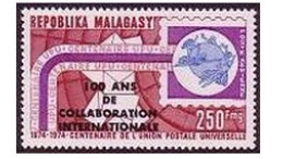 Malagasy C133,MNH.Michel 723. UPU-100,1974.Overprinted. - Madagascar (1960-...)