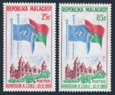Malagasy 326-327,MNH. Mi 475-476. Admission To UN,1962.Flags.Government Building - Madagaskar (1960-...)
