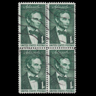 US Stamps.1959.Lincoln. 1c .Blq 4 USED.Scott 1113 - Usados