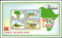 Malawi 573a Sheet, MNH. SADCC Beyond 2000: Map,Chambo Fish,Nyala,Cedar Tree.1990 - Malawi (1964-...)