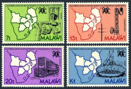 Malawi 462-465, MNH. Mi 445-446. Map.Forestry,Communications,Locomotive,Fishing. - Malawi (1964-...)