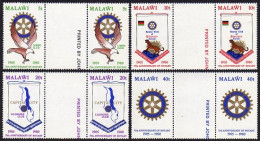 Malawi 362-365 Gutter Pairs, MNH. Mi 340-343. Rotary-75, 1980. Emblems,Eagle,Map - Malawi (1964-...)