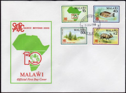 Malawi 570-573 FDC. Mi 553. SADCC/2000 :Map, Chambo Fish, Nyala,Cedar Tree. 1990 - Malawi (1964-...)