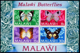 Malawi 202a Sheet,MNH.Michel Bl.30.Butterflies 1973.Charaxesbohemani,Uranothauma - Malawi (1964-...)