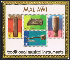 Malawi 212a Sheet, MNH. Michel Bl.32. African Musical Instruments, 1973. - Malawi (1964-...)
