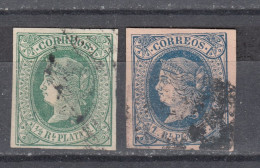 Cuba 1862 1/2 P. Green, 1 P.blue - Vf Used (e-882) - Otros & Sin Clasificación