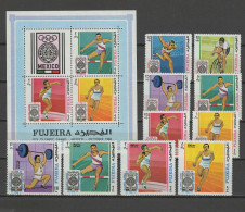 Fujeira 1968 Olympic Games Mexico, Athletics, Cycling, Weightlifting Etc. Set Of 10 + S/s MNH - Summer 1968: Mexico City