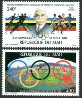 Mali C540-C541, MNH. Mi . Baron Pierre De Coubertin, 125th Birth Ann. 1988. - Mali (1959-...)