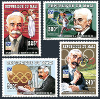 Mali 682-685, MNH. Olympic Committee, Centenary, 1994. Pier De Coubertin. - Malí (1959-...)