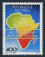Mali 558, MNH. Mi 1112. Organization Of African Unity OAU, 25th Ann. 1988 .Map. - Malí (1959-...)