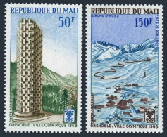 Mali C53-C54, MNH. Mi 160-161. Olympics Grenoble 1968. View, Bobsled, Huez Alp. - Mali (1959-...)