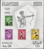 Somalia 339a Sheet,MNH.Mi Bl.2. Olympics Mexico-1968.Javelin,Running,Basketball, - Malí (1959-...)