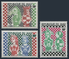 Mali 285-287,MNH.Mi 595-597.Chess Pieces,1977.Knight,Rook,Bishop,Pawn,Queen,King - Mali (1959-...)