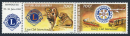Mali C478 Ab Pair/label, MNH. Mi 962-963. Lions, Rotary-1983. Ship, Train,Plane. - Mali (1959-...)