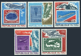 Mali C343-C347, MNH. Michel 666-670. History Of Aviation, 1978. Stamp On Stamp. - Mali (1959-...)