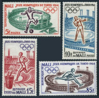 Mali 61-64,MNH.Mi 86-89. Olympics Tokyo-1964. Soccer, Boxing, Running, Hurdling. - Mali (1959-...)