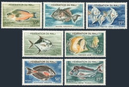 Mali 2-8, Hinged. Michel 6-12. Fish 1960. - Mali (1959-...)