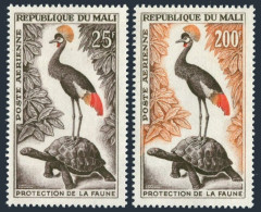Mali C19-C20,MNH.Michel 75-76. Crowned Crane & Giant Tortoise.1963. - Mali (1959-...)