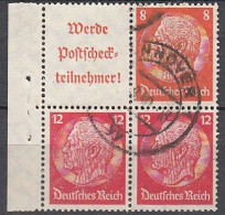 DR  S 203, S 201, Im 4erBlock, Gestempelt, Hindenburg, 1940/41 - Zusammendrucke