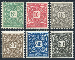 Mauritania J9-J14, Hinged. Michel D9-D14. Due Stamps 1914. Ornament. - Mauretanien (1960-...)
