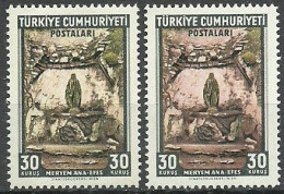 Turkey; 1962 Virgin Mary 30 K. "Color Tone Variety" - Ungebraucht