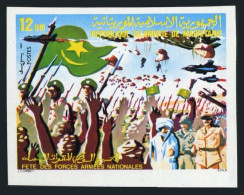 Mauritania 451 Imperf,MNH.Mi 678B. Armed Forces Day,1980.Planes,parachutists. - Mauritania (1960-...)