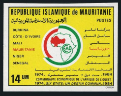Mauritania 576 Imperf, MNH. Michel 834B. West African Union, 10th Ann. 1984.Map. - Mauritanie (1960-...)