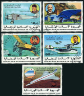 Mauritania 367-371,372,CTO. History Of Aviation,1977.Charles Lindbergh,Concorde, - Mauritanië (1960-...)
