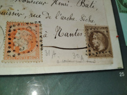 Lettre Chargée 1872 St Brieuc  France No 30 Et 31 - 1863-1870 Napoleon III With Laurels