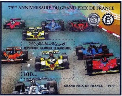 Mauritania 505, MNH. Michel 754 Bl.34. Grand Prix-75, 1982. Winners, Cars. - Mauritania (1960-...)