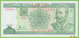 Voyo CUBA 5 Pesos 2007 P116j B904j EJ-36 UNC - Kuba
