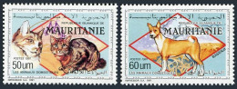 Mauritania 693-693A, MNH. Michel 999-1000. Cats, Dog, 1991. - Mauritanië (1960-...)