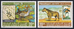 Mauritania C185-C186, MNH. Michel 613-614. ESSEN-1978. Hyena, Wading Bird. - Mauritanië (1960-...)