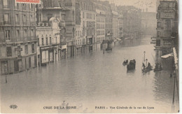 PARIS  DEPART   CRUE DE LA  SEINE 1910     VUE   GENERALE     RUE  DE  LYON - Alluvioni Del 1910