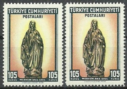 Turkey; 1962 Virgin Mary 105 K. "Color Tone Variety" - Unused Stamps