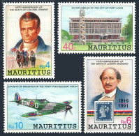 Mauritius 735-738, MNH. Mi 721-724. Events 1991. Col. Draper, Barnard,Spitfire. - Mauritius (1968-...)