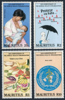 Mauritius 670-673, Hinged. Michel 666-669. WHO, 40th Ann. 1988. Nutrition.  - Mauricio (1968-...)