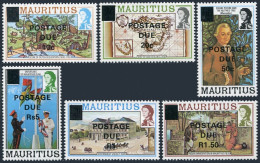 Mauritius J14-J19, Hinged. Michel P14-P19. History, Surcharged POSTAGE DUE,1982. - Mauricio (1968-...)