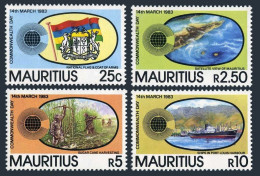 Mauritius 558-561,hinged.Mi 554-557. Commonwealth Day,1983.Satellite View.Harbor - Mauritius (1968-...)